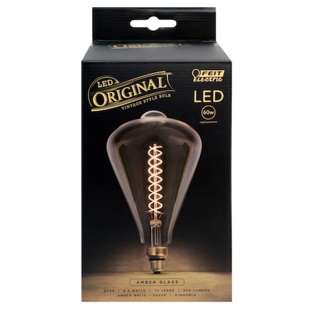 Feit Electric Feit ST52 E26 (Medium) LED Bulb Amber 60 Watt Equivalence 1 pk ST52/S/820/LED